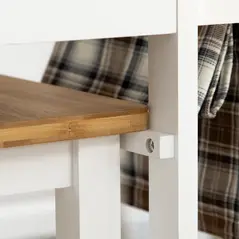 HOMCOM Kitchen Island Set with 2 Stools, Bamboo Breakfast Cart with Drop Leaf Top, Drawers and Towel Rack, Rolling Kitchen Cart and Chairs Set, White - 8