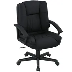 HOMCOM Linen-Look Padded Office Chair - Black - 1