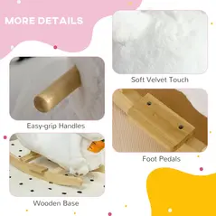 HOMCOM Kids Rabbit-Shaped Rocking Horse, with Safety Belt, Realistic Sounds, for Ages 18-36 Months - White - 7