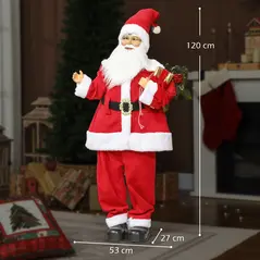 HOMCOM Life Size Santa Claus Christmas Decoration, Voice-Activated with Twinkling LED Lights, Red - 3
