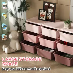 HOMCOM Kids Storage Unit, with Nine Drawers - Pink - 4