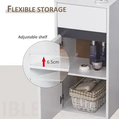 HOMCOM MDF Tri-Compartment Bathroom Storage Cabinet White - 6
