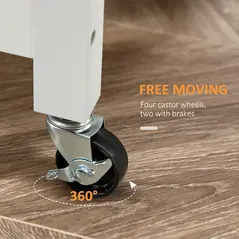 HOMCOM Kitchen Trolley, Kitchen Island on Wheels with Embossed Door Panel, Utility Kitchen Cart with 3 Storage Shelves, White - 6