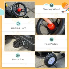 HOMCOM Kids Ride-On Construction Car, with Horn and Detachable Trailer - Yellow - 7