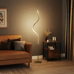 HOMCOM LED Floor Lamp with 3 Adjustable Brightness, Modern Dimmable Standing Lamp with Foot Switch for Bedroom, Living Room, Gold Tone - 9