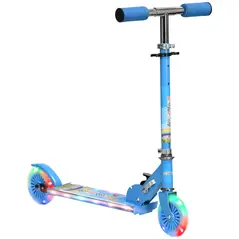 HOMCOM Kids Scooter, with Lights, Music, Adjustable Height, Foldable Frame, for Ages 3-7 Years - Blue - 1