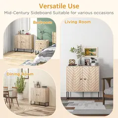 HOMCOM MDF 2-Tier Storage Cabinet Steel Frame Handles Tabletop Unique Home Style Organiser, 80H x 80L x 29.5Wcm-Oak - 4