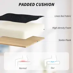 HOMCOM Linen-Look Double-Padded Office Chair - Black - 5