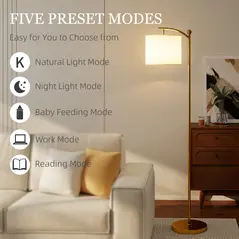 HOMCOM LED Floor Lamp with Remote Control - Gold Tone - 7