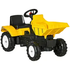 HOMCOM Kids Ride on Tractor No Power Pedal Go Kart with Manual Control Bucket for 3-6 Years Old - 1