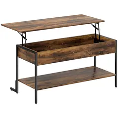HOMCOM Lift-Top Coffee Table, with Storage - Rustic Brown - 1