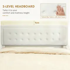 HOMCOM King Size Ottoman Bed Frame, with Front Drawer - Cream - 5