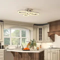 HOMCOM LED Ceiling Light, Modern 4 Rings Ceiling Lamp with Wall Switch Control, 40W 4350lm Flush Mount Ceiling Light with 3500K/4500K/6000K Colour Temperatures for Living Room, Bedroom, Silver Tone - 8