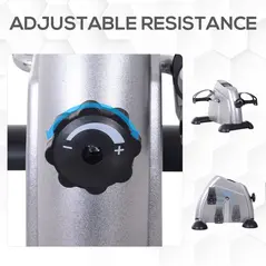 HOMCOM Mini Exercise Bike, Portable Pedal Exerciser, Under Desk Bike with LCD Display for Legs and Arms Training, Silver Tone - 4