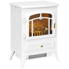 HOMCOM Modern Electric Fireplace, Freestanding Electric Stove Fire with Flame Effect, 950/1850W, White - 1