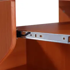 HOMCOM Multi-Storage Compact Work Desk, with Wheels - Cherry Wood Colour - 8