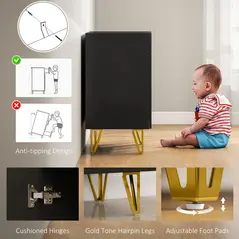 HOMCOM Modern Luxe High Gloss Sideboard, with Hairpin Legs - Black - 7