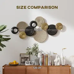 HOMCOM Metal Wall Art, Modern Hanging Wall Decor with Multi-Disc Design for Living Room Bedroom Dining Room - 7