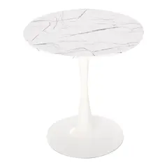 HOMCOM Modern Round Dining Table Leisure Coffee Bistro Table with Metal Base for Kitchen & Dining Room White - 1