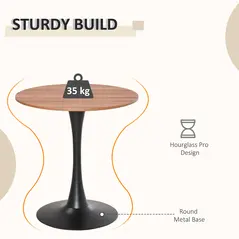 HOMCOM Modern Round Dining Table Leisure Coffee Bistro Table with Metal Base for Kitchen & Dining Room Brown - 6