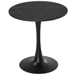 HOMCOM Modern Round Dining Table Leisure Coffee Bistro Table with Metal Base for Kitchen & Dining Room Black - 1