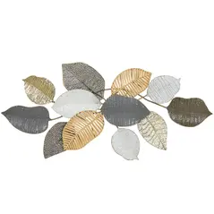 HOMCOM Metal Wall Art, Modern Hanging Wall Decor with Unique Leaf Design for Living Room Bedroom Entryway - 1
