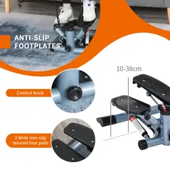 HOMCOM Mini Stepper Step Machine with Resistance Bands and Cushion Mat for Leg Arm Full Body Training Fitness Stair Stepper - 5