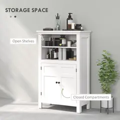 HOMCOM Multi-Storage Modern Bathroom Cabinet - White - 4