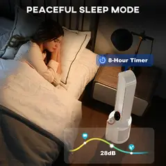 HOMCOM Multi-Mode Bladeless Tower Fan and Humidifier - White - 8