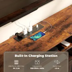 HOMCOM Multi-Storage Industrial TV Stand - Brown/Grey/Black - 4