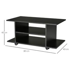 HOMCOM Modern TV Cabinet Stand Storage Shelves Table Mobile Bedroom Furniture Bookshelf Bookcase Black - 3