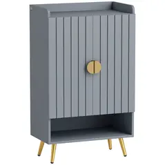 HOMCOM Modern Shoe Cabinet with 2 Doors, Open Shelf and Adjustable Shelves, 15 Pair Hallway Shoe Cupboard, Entryway Storage Unit, Light Grey - 1