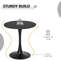 HOMCOM Modern Round Dining Table Leisure Coffee Bistro Table with Metal Base for Kitchen & Dining Room Black - 6
