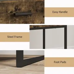 HOMCOM Modern Bedside Table - Rustic Brown - 6