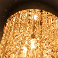 HOMCOM Modern Raindrop Crystal Chandelier, Round Rectangular hanging Ceiling Light, Linear Hanging Lighting with Stainless Steel Base, for Restaurant Kitchen Island Dining Room Hotel, Silver - 9