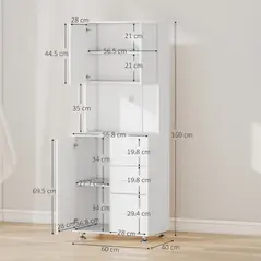 HOMCOM Modern Kitchen Cupboard with Storage Cabinets, 3 Drawers and Open Countertop for Living Room, White - 3