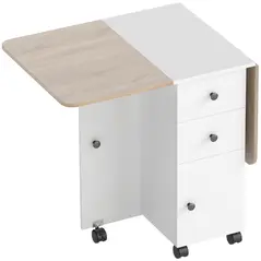 HOMCOM Multi-Storage Six-Person Drop Leaf Dining Table -  Oak and White - 1