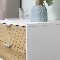 HOMCOM Modern Bedside Table with 2 Drawers and Metal Frame, Sofa Side Table for Bedroom Living Room, White and Oak - 8