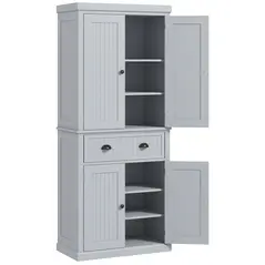 HOMCOM Multi-Storage Mid-Century Kitchen Cabinet - Grey - 1
