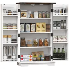 HOMCOM Multi-Storage Farmhouse Style Cabinet - White - 1