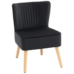 HOMCOM Modern Accent Chair, Fabric Living Room Chair with Rubber Wood Legs and Thick Padding, Black - 1