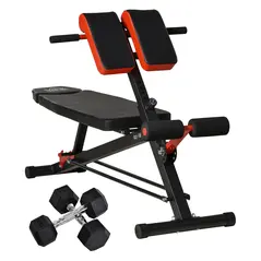 HOMCOM Multifunction Weight Bench with 2 Dumbbells, 7-Level Adjustable Hyper Extension Sit-up Bench - 1