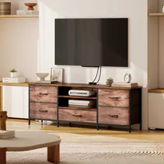 HOMCOM Multi-Storage Industrial TV Stand - Brown/Grey/Black - 8