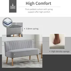 HOMCOM Modern Velvet Double Seat Sofa w/ Wood Frame Foam Padding Soft Comfortable Compact Couch Light Grey - 6