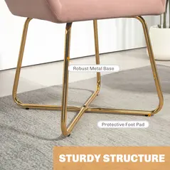 HOMCOM Modern Arm Chair Set of 2 Upholstered Accent Chair with Metal Base for Living Room Pink - 6