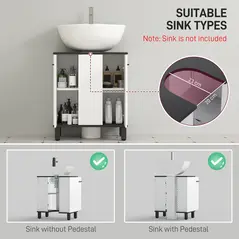 HOMCOM Modern Under-Sink Bathroom Cabinet - High Gloss White - 4