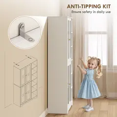 HOMCOM Multi-Storage Kitchen Cabinet, with Glass Doors - White Wood-Effect - 8