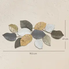HOMCOM Metal Wall Art, Modern Hanging Wall Decor with Unique Leaf Design for Living Room Bedroom Entryway - 3