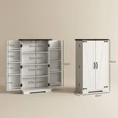 HOMCOM Multi-Storage Farmhouse Style Cabinet - White - 3