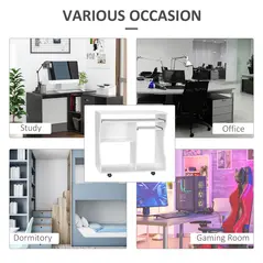 HOMCOM Multi-Storage Compact Work Desk, with Wheels - White - 7